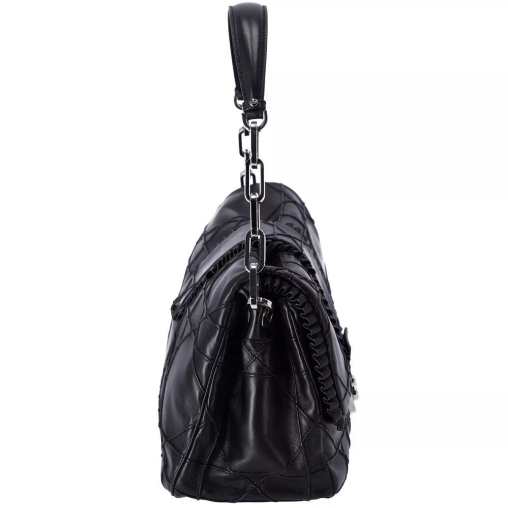 Christian Dior Black Lambskin Leather New Lock Ruffle Flap Shoulder Bag Ruffle - Picture 8 of 15